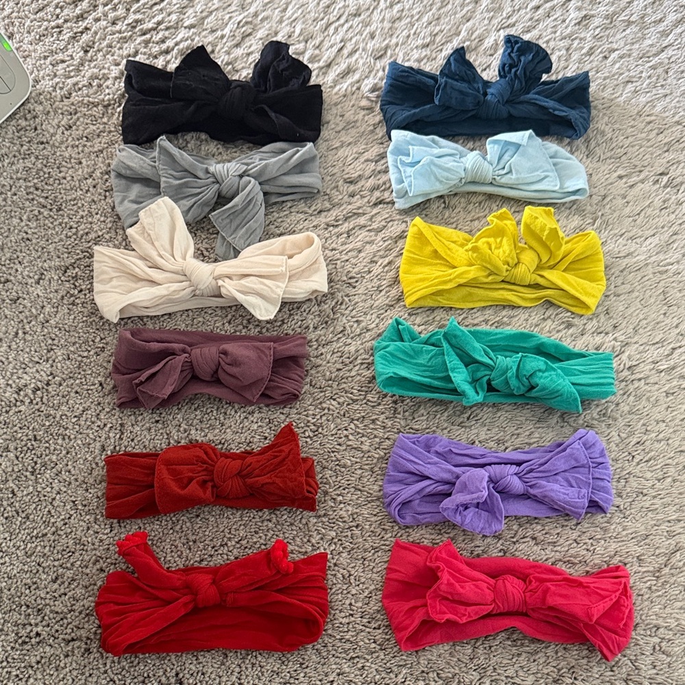 Set of 12 BABY BLING Knotted Headbands